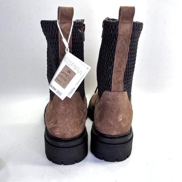 GEOX Respira Iridea Lace-Up Ankle Boots Size 39 EU US 9 Brown Suede Zip Side - Picture 2 of 15